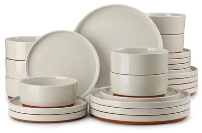 24-teiliges Porzellan-Servies für 8 Personen, cremeweiß