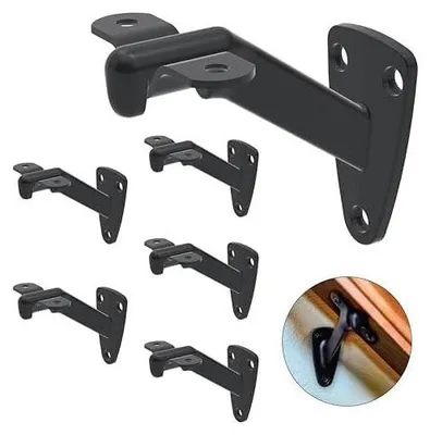 Produktbild von Handlaufhalterungen für Treppen - 6 Stück, robuste schwarze Handlaufhalterungen für Innentreppen oder Außentreppen, 7,6 cm Handgeländerhalterungen, Geländerhalterungen für Treppen, Treppengeländer im