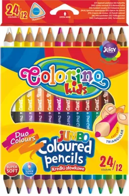 Image de Craies triangulaires jumbo, double face, 24 couleurs