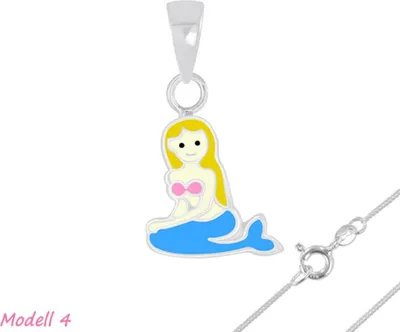Produktbild von Meerjungfrau Kette Silber 925: Kinderschmuck Anhänger Modell 4 mit Kette