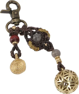 Produktbild von Makramee Schlüsselanhänger, Boho Taschenanhänger - Modell 8, Braun, Messing,Baumwolle, 10*2 cm, Schlüsselanhänger