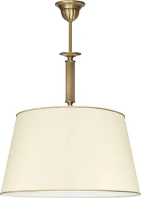 Produktbild von Messing Pendelleuchte elegant Stoffschirm Goldpatina 61cm O45cm E27 60W Esstisch Küche Wohnzimmer handgefertigt