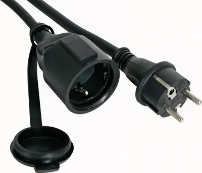 Produktbild von Perel Verlängerungskabel, H05RR-F 3G1.5, 5 m, 16 A/230 V, 3680 W, Typ E/F, IP44, Gummi, schwarz