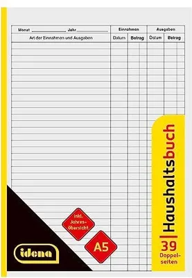 Produktbild von Idena Haushaltsbuch Doppelseiten DIN A5 39 Blatt