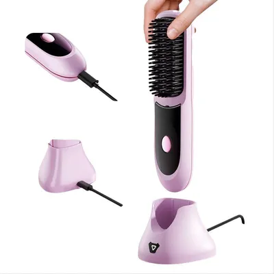 Image de INF Brosse Lissante Ionique LCD Sans Fil Portable pour Coiffure Facile Violet