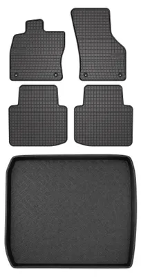 Productafbeelding van Rubberen automatten + kofferbakmat voor Skoda Superb III 2015-2020 (sedan) – 5-delig, zwart, op maat – Wielganizator SolidPRO