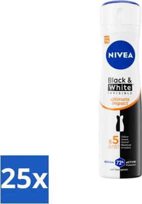 Produktbild von NIVEA - Deodorant Spray - Black & White Ultimate Impact - Antitranspirant - 150 ml - Vorteilspack - 25 Stücke