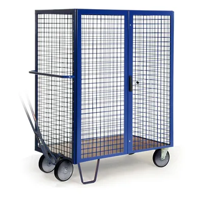 Produktbild von Bako Logistiksysteme Schrankwagen R600 mit Drahtgitter, Türen 2 Füßen und Bockrollen 1250x780mm