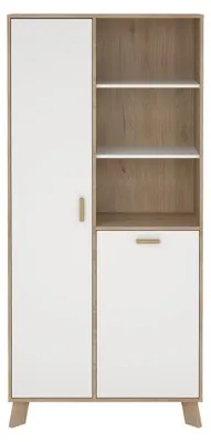 Produktbild von Ikast Vitrinenschrank 2 Türen, 3 Ablagen Eichen-Nachbildung, weiß.