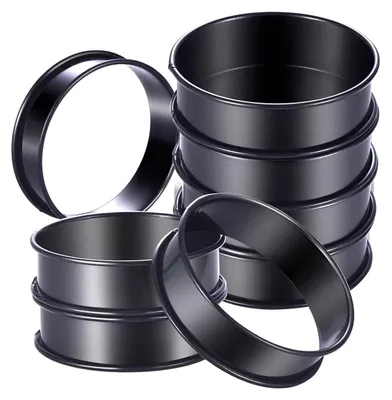 Obrázek produktu pro 8 balení kroužků na lívance, kroužky na anglické muffiny, 10 cm - Dvojité válcované nerezové kroužky na koláče, vylepšené kulaté kovové formy na pečení