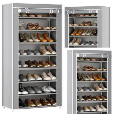 Immagine prodotto di Organizer per scarpiera a 8 livelli, copertura antipolvere per armadio, colore grigio