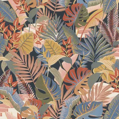 Produktbild von Rasch Vliestapete Tropical House 687835 Botanical Dschungel Tapete 10.05 x 0.53 m Blau Rosa Weiß Schwarz Orange Wohnen Schlafen Küche Flur Eingang