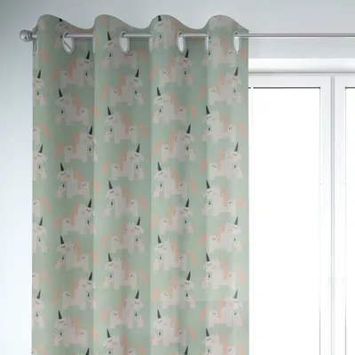 Produktbild von SCHÖNER LEBEN. Kinderzimmer-Vorhang Einhörner mint weiß rosa 245cm oder Wunschlänge Aufhängung Ösen