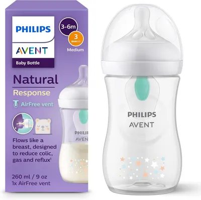 Produktbild von Philips Avent Natural Response Babyflasche 260 ml mit AirFree, Bär, SCY673/82