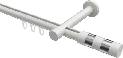 Produktbild von Interdeco Innenlaufstange / Gardinenstange mit Innenlauf Weiß, Typ Prestige Mavell (Zylinder Bicolor), 20 mm Ø 1-läufig, 600 cm
