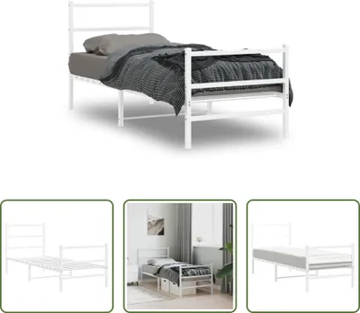 Produktbild von The Living Store Bettgestell mit Kopf- und Fußteil Metall Weiß 80x200 cm