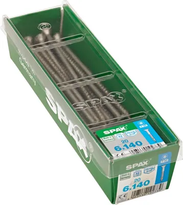 Immagine prodotto di Set di 20 viti SPAX in acciaio inox testa svasata torx, Diam.6 mm x L.140 mm