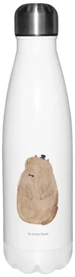 Produktbild von Mr. & Mrs. Panda Trinkflasche Murmeltier - Weiß - Geschenk, Sportflasche, trinkflaschen, Teeflasche, Freundlichkeit, Knigge, Fröhlichkeit, Anstand, isolierflaschen