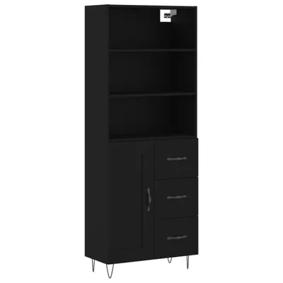 Image de Buffet haut Noir 69,5x34x180 cm Bois d'ingénierie