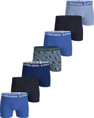 Produktbild von BJÖRN BORG Herren Boxershorts, 7er Pack - Baumwolle Stretch Boxer, Logobund, Unterhose, Baumwollmischung Blau/Grün M