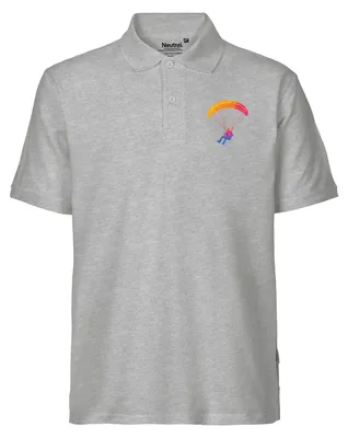 Produktbild von Huuraa Herren Polo Shirt Paragliding Gleitschirmfliegen L Sport Grey Bio Baumwolle Fairtrade Poloshirt Geschenkidee