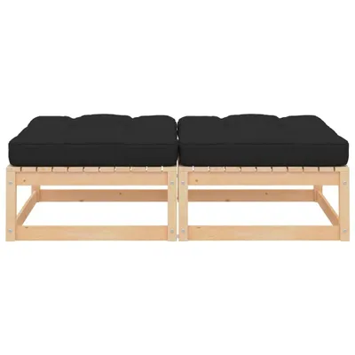 Image de vidaXL Tabouret de jardin avec coussin 2 pcs. Pin massif