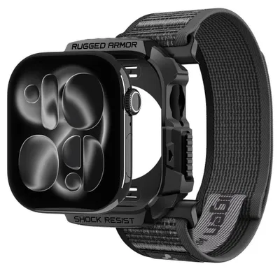Produktbild von Spigen Athlex Air + Rugged Armor Apple Watch 10 / 11 / 12 46 mm Active Schwarz/grau
