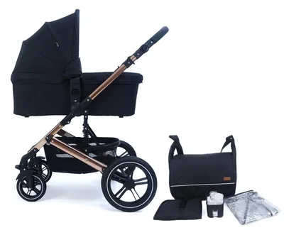 Produktbild von Pixini Kombikinderwagen Aloha 2in1 mit Tragewanne gold poliert/schwarz