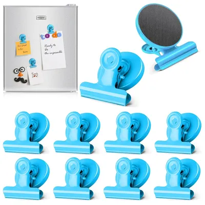 Produktbild von Magnetische Klemmen, 10 Stück, magnetische Klemmen für Kühlschrank, Schule, Büro, Tafel (blau)