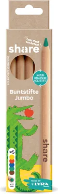 Produktbild von share Buntstift Jumbo, 5er Set, naturbelassen