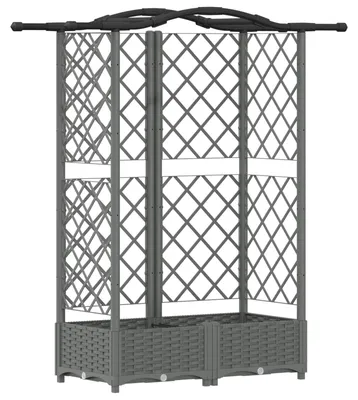 Imagen del producto de vidaXL: Jardín vertical elevado con celosía y cubierta, color gris claro, 124 x 40 x 123 cm, material: polipropileno