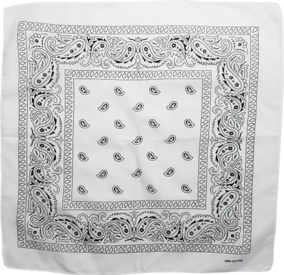 Produktbild von Bandana Tuch Paisley Muster 02 weiß schwarz quadratisches Kopftuch