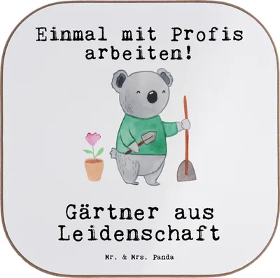 Produktbild von Mr. & Mrs. Panda Untersetzer für Gläser Gärtner Leidenschaft - Weiß - Geschenk, Tischuntersetzer, Tischschoner, Gärtnerei, Coaster, Spruch, Gartenbau, Lustig, Glas