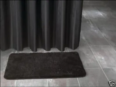 Produktbild von Hayrets schwarzer Duschvorhang Überlänge ,Badevorhang Anti-Schimmel und Wasserdicht aus Stoff , Waschbar Ringen 180 breit x 200 hoch