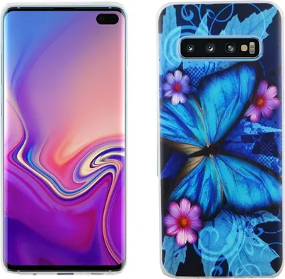 Zdjęcie produktu dla Samsung Galaxy S10 Plus King Design Etui na telefon komórkowy Etui ochronne Bumper Butterfly Blue