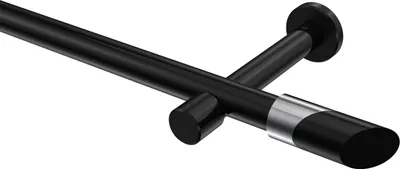 Produktbild von Interdeco Gardinenstange / Vorhangstange Schwarz, Typ Prestige Verano (Schräge Bicolor) ohne Ringe, 20 mm Ø 1-läufig, 540 cm
