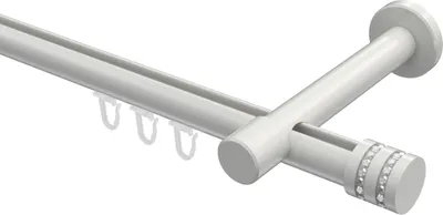 Produktbild von Interdeco Innenlaufstange / Gardinenstange mit Innenlauf Weiß, Typ Prestige Estana (Glitzerkappe), 20 mm Ø 1-läufig, 480 cm