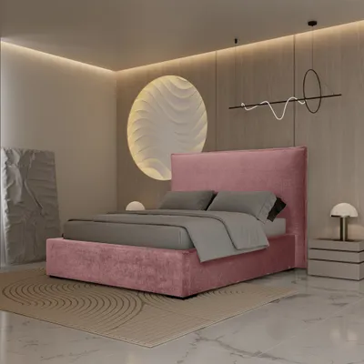 Productafbeelding van Gestoffeerd tweepersoonsbed MODEST, 160x200 cm, stof, kleur: Perfect Harmony roze