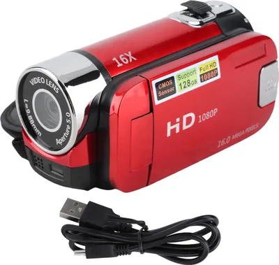Zdjęcie produktu dla Kamera wideo z 2,4-calowym kolorowym ekranem i światłem wypełniającym 16 MP 1080p 16-krotny zoom cyfrowy Kamera z funkcją nagrywania w pętli, zapobiegająca drganiom, do nagrywania w podróży Czerwony czerwony