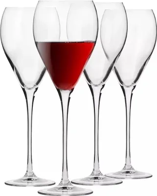 Tulpenförmige Rotweingläser, ideal für Wein, Wasser und alkoholfreie Getränke. Perfekt für besondere Anlässe und den täglichen Gebrauch. Hergestellt aus hochwertigem Crystalline-Glas, spülmaschinenfest.