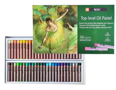 Produktbild von Sunny Ölpastell Set – 50 Farben, extra weich & hochpigmentiert, perfekte Farbverläufe & Mischbarkeit für ausdrucksstarke Kunstwerke