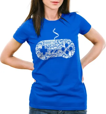 Produktbild von style3 Gamer T-Shirt Damen super konsole kart NES SNES zelda mario sonic wii, Farbe:Blau, Größe:S