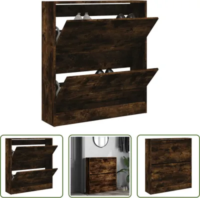 Obrázek produktu pro The Living Store Botník z kouřového dubu 80x21x87,5 cm Materiál na bázi dřeva