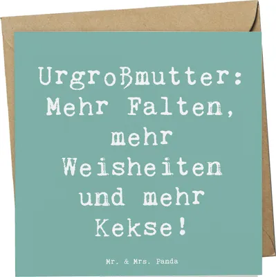 Produktbild von Mr. & Mrs. Panda Glückwunschkarte Spruch Urgroßmutter Weisheiten - Meeresbrise - Geschenk, persönliche Erinnerungen, Grußkarte, Familie, Familientradition, Weisheit
