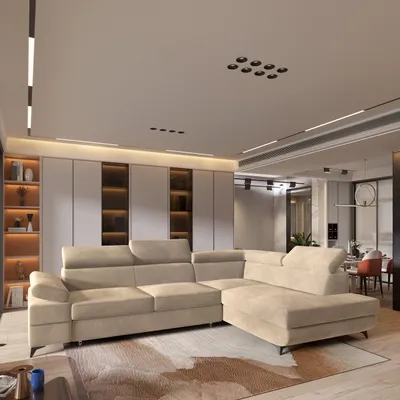 Produktbild von Masseno Ecksofa FAVIEN R-S mit Schlaffunktion L-Form, Sofa mit Bettkasten, Wohnzimmersofa, Couch, Soffa, Bettsofa, Couchgarnitur- Creme, MONOLITH 04