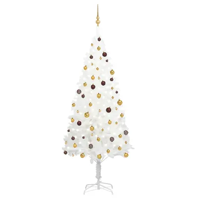Productafbeelding van Kunstkerstboom met LED-verlichting en set kerstballen, wit, 240 cm