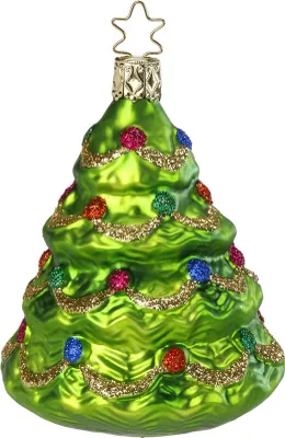 Produktbild von Christbaumschmuck Festlicher Weihnachtsbaum Glas 9cm grün 1 Stück