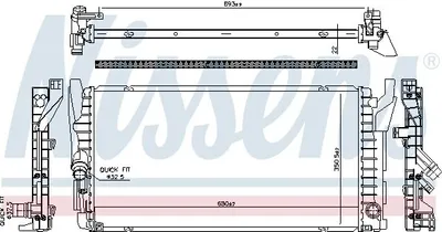 Produktbild von NISSENS 606385 Kühler Wasserkühler Motorkühler für MINI Schrägheck (F56) Schrägheck (F55) Cabrio (F57)
