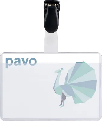 Image de badge pavo, avec clip, 60 x 90 mm, transparent