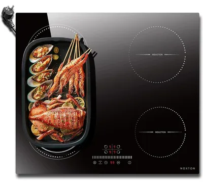 Zdjęcie produktu dla Płyta indukcyjna do zabudowy – 4 strefy grzewcze i strefa grillowa – 60 cm – 3500 W – sterowanie dotykowe (suwaki) – timer – czarna ceramika